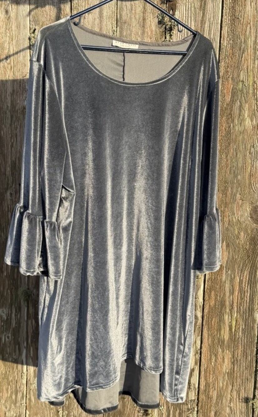 Bryn Walker Phryne Maltinto Velvet Tunic Dress Silver Gray Women Stretch Size XL